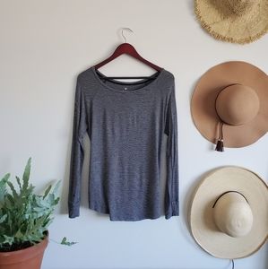 black and white striped long sleeve shirt